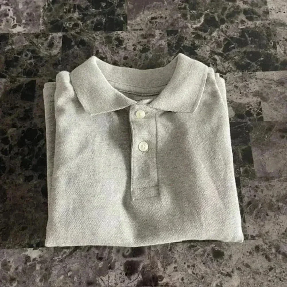 The Children's Place Boys' Long Sleeve Soft Jersey Knit Polo - Gray - Size 5